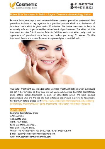 Botox Wrinkle Treatment In Delhi – Aayana