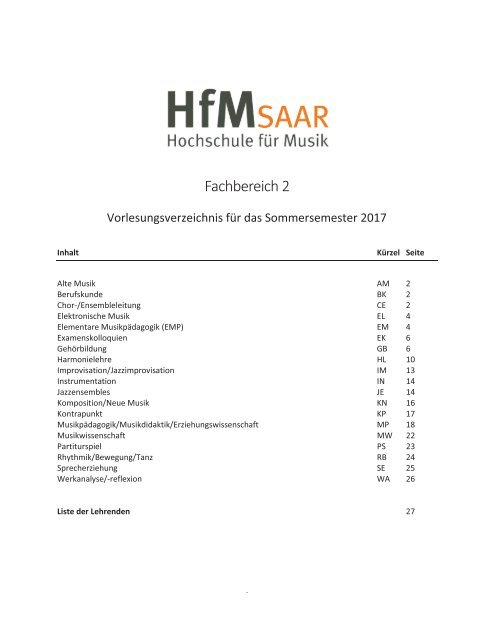 Vorlesungsverzeichnis FB 2 - SoSe 2017