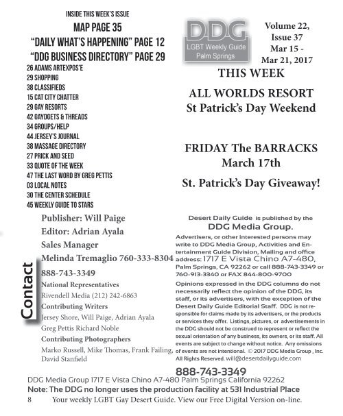 This week in gay Palm Springs California St. Patrick's Day Weekend events