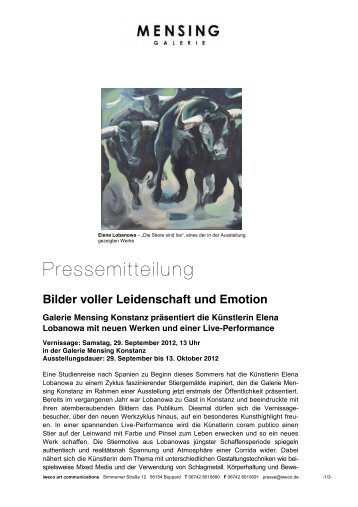 Bilder voller Leidenschaft und Emotion - Galerie Mensing