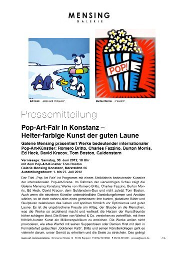 Pop-Art-Fair in Konstanz – Heiter-farbige Kunst ... - Galerie Mensing