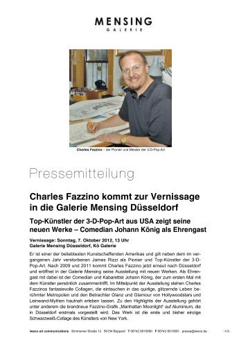 Comedian Johann König als Ehrengast - Galerie Mensing