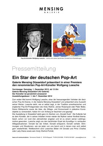 Ein Star der deutschen Pop-Art Galerie Mensing Düsseldorf ...