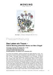 Galerie Mensing präsentiert Werke von Marc Chagall