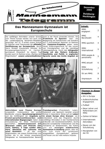 MMG aktuell - Mannesmann-Gymnasium
