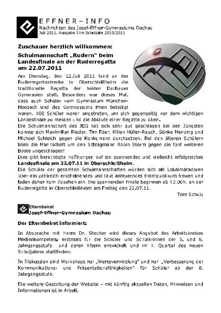 Effner-Info Juli 2011 - Josef-Effner-Gymnasium