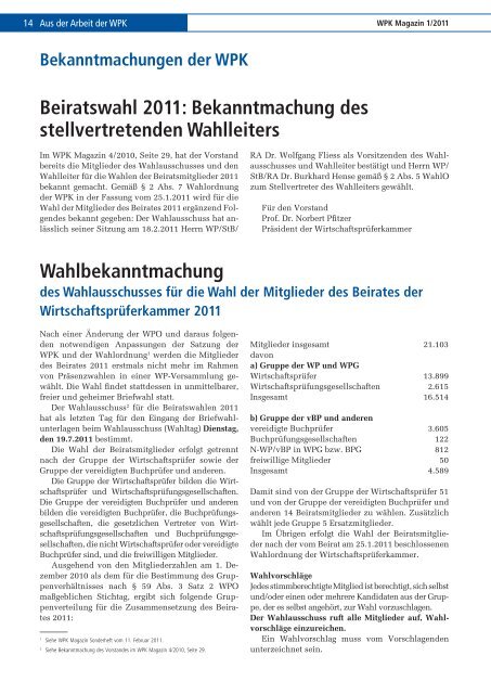 WPK Magazin 1/2011 - Wirtschaftsprüferkammer