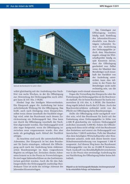 WPK Magazin 1/2011 - Wirtschaftsprüferkammer