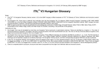 ITIL V3 Hungarian Glossary - Az oldal nem található