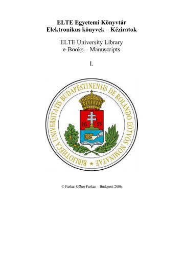 Kéziratok ELTE University Library e-Books – Manuscripts I.