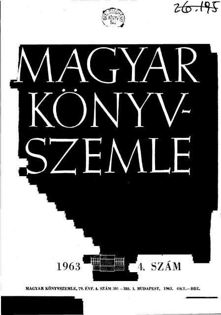 magyar könyvszemle - EPA - Országos Széchényi Könyvtár