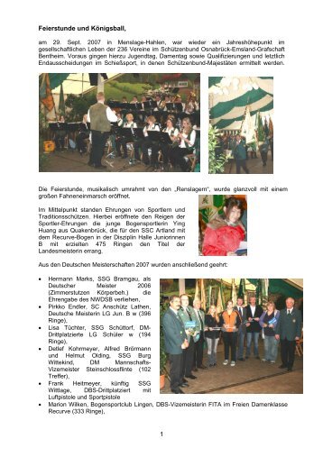 Bericht von der Feiserstunde 2007 - Bezirksschützenverband ...