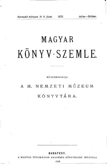 A magyar irodalom 1878-ban - EPA