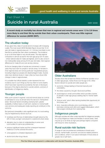 Suicide in rural Australia - National Rural Health Alliance