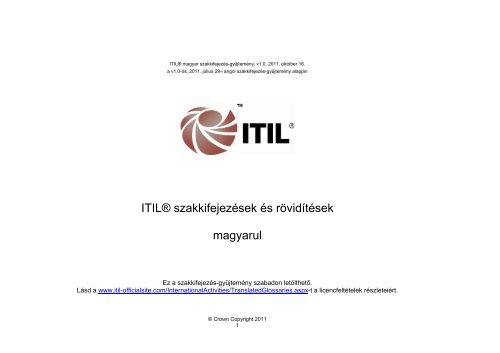 ITIL® szakkifejezések és rövidítések magyarul