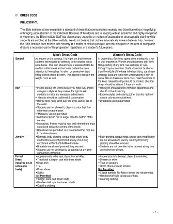 Men's Dress Code Women's Dress Code - Word of Life Bible Institute