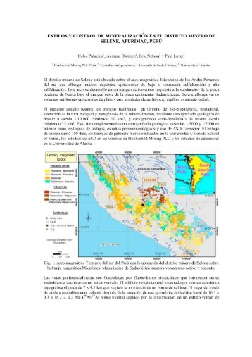 Estilos y control de mineralización en el distrito minero de Selene, Apurímac
