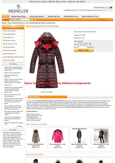 There are Moncler Mokacine Women Coat Dark Red moncler ski ...