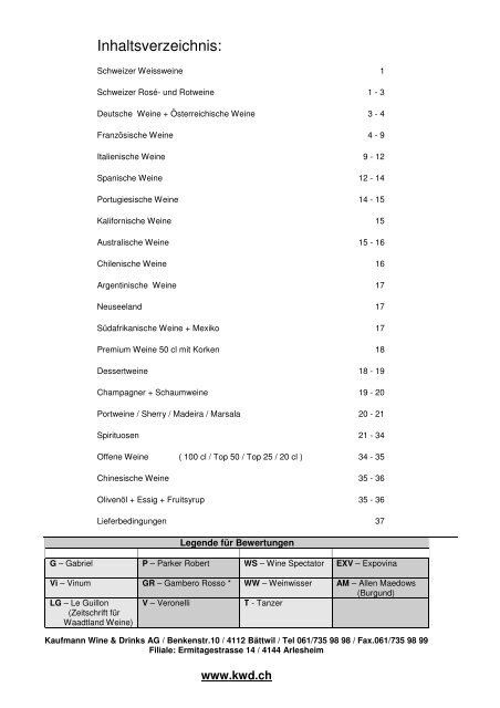 und Preisliste - Kaufmann Wine & Drinks