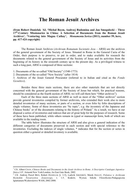 The Roman Jesuit Archives - Society of Jesus