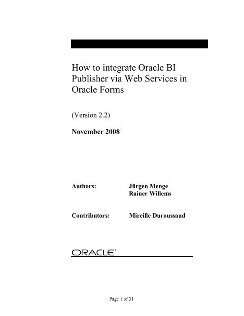 How to integrate Oracle BI Publisher via Web Services in Oracle Forms