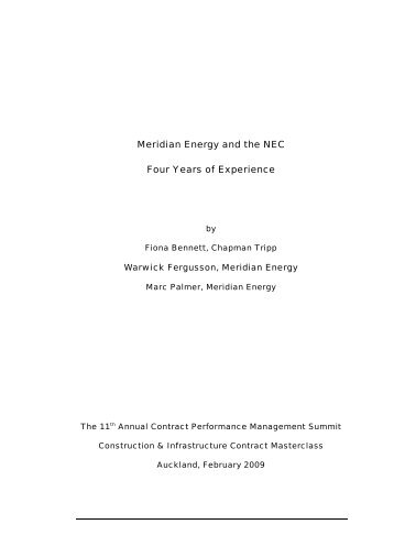 Meridian Energy and the NEC Four Years of Experience