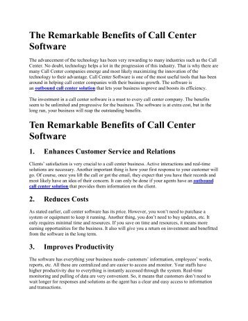 The Remarkable Benefits of Call Center Software