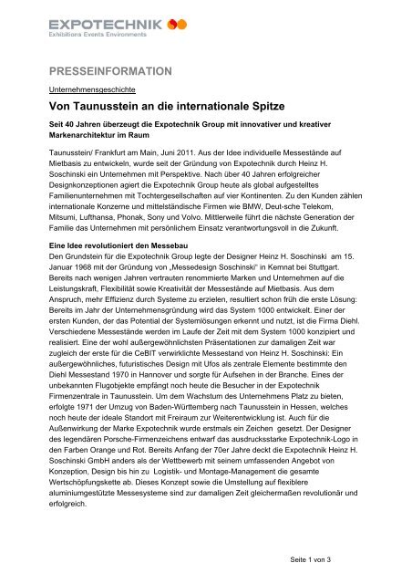 PRESSEINFORMATION Von Taunusstein an die ... - EXPOTECHNIK