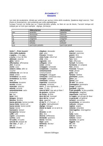 Arrivederci! 1 Glossaire - Edilingua