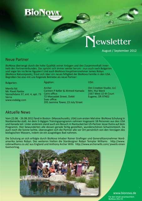 Newsletter August / September 2012 zum Download - BioNova