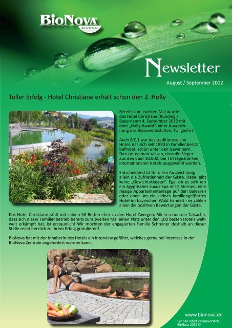 Newsletter August / September 2012 zum Download - BioNova