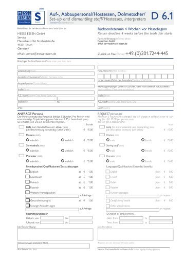 Auf-, Abbaupersonal/Hostessen, Dolmetscher/ Set-up and - CRM-expo