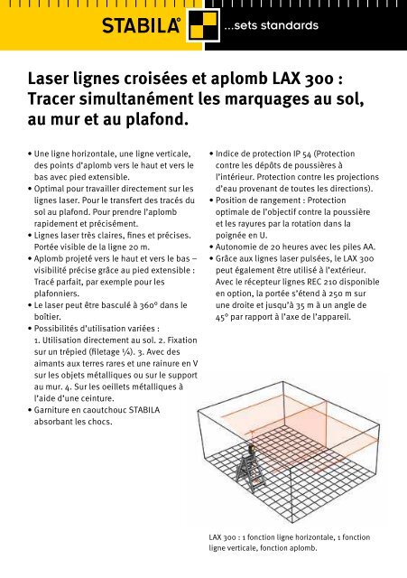 Laser lignes croisées et aplomb LAX 300 - Stabila