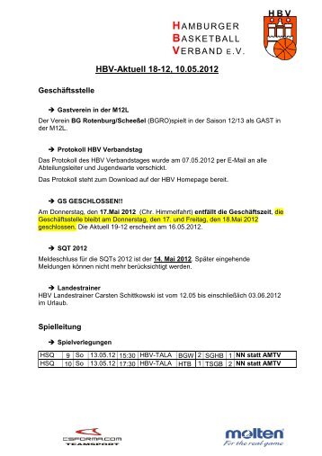 HBV-Aktuell 18-12, 10.05.2012 - Hamburger Basketball-Verband