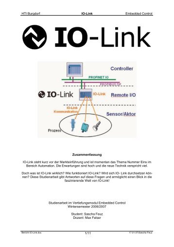 HTI Burgdorf IO-Link Embedded Control 1/11 Zusammenfassung IO ...