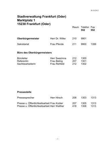 Stadtverwaltung Frankfurt (Oder)