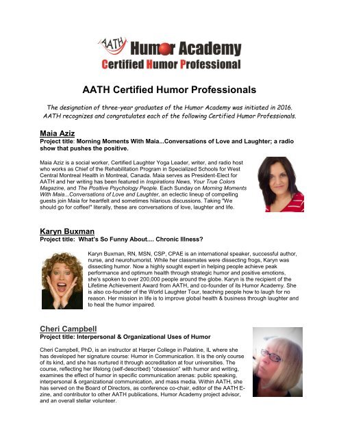 AATH Certified Humor Professionals