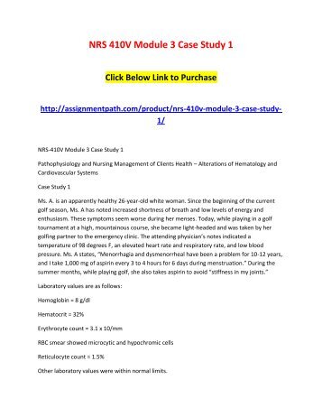nrs 410v pathophysiology case study anemia Free essays on nrs 410v case study 2 chf get help with your writing 1 through 30. nrs 410v pathophysiology case study anemia Free essays on nrs 410v case study 2 chf get help with your writing 1 through 30.