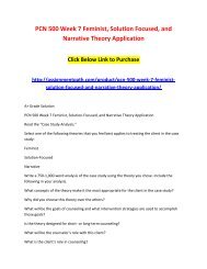 PCN 500 Week 7 Feminist, Solution Focused, and Narrative Theory Application