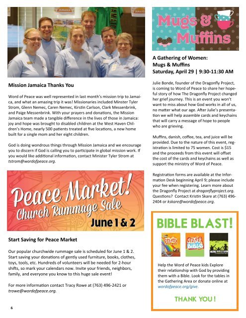 Peace Notes-April 2017 - Word of Peace Lutheran Church