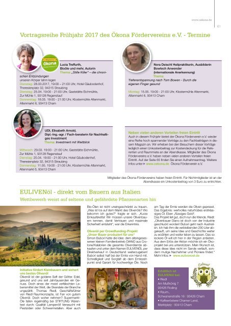 Ökona - das Magazin für natürliche Lebensart: Ausgabe Frühjahr 2017