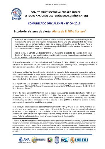 Estado del sistema de alerta Alerta de El Niño Costero