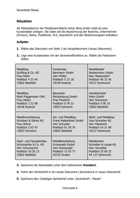 Serienbrief Messe