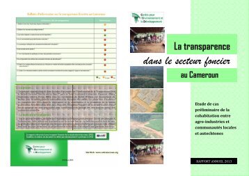 RAPPORT sur la  transparence  dans le secteur foncier au CMR _CED2013