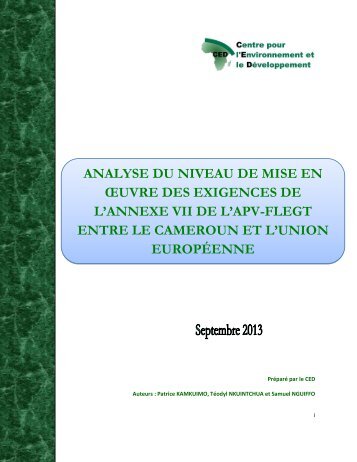 Analyse niveau de mise en oeuvre annexe VII APV 2013 CED