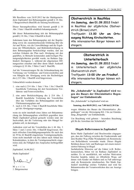 Mitteilungsblatt Nr. 17 - Anfang September - Zapfendorf