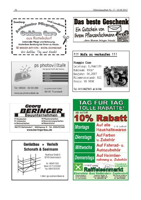 Mitteilungsblatt Nr. 17 - Anfang September - Zapfendorf