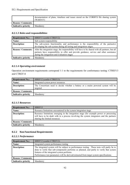 D2.1 Requirements and Specification - CORBYS