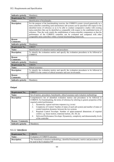 D2.1 Requirements and Specification - CORBYS