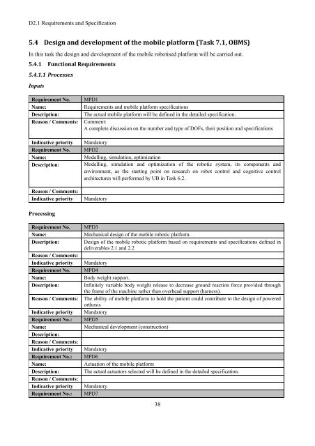 D2.1 Requirements and Specification - CORBYS